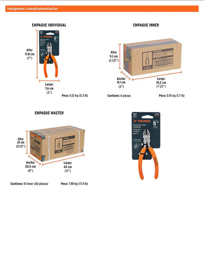 Pinza de corte diagonal de 13 cm con mango de PVC