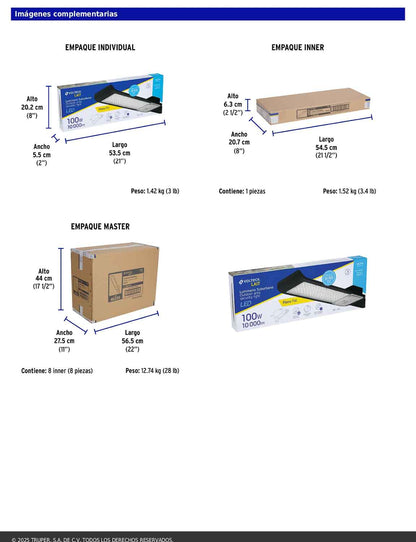 Luminario suburbano LED de 100 W con temperatura de color 6 500 K