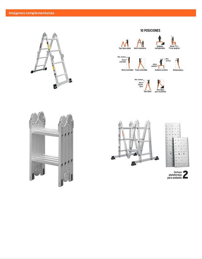 Escalera multiposición tipo I con 8 peldaños