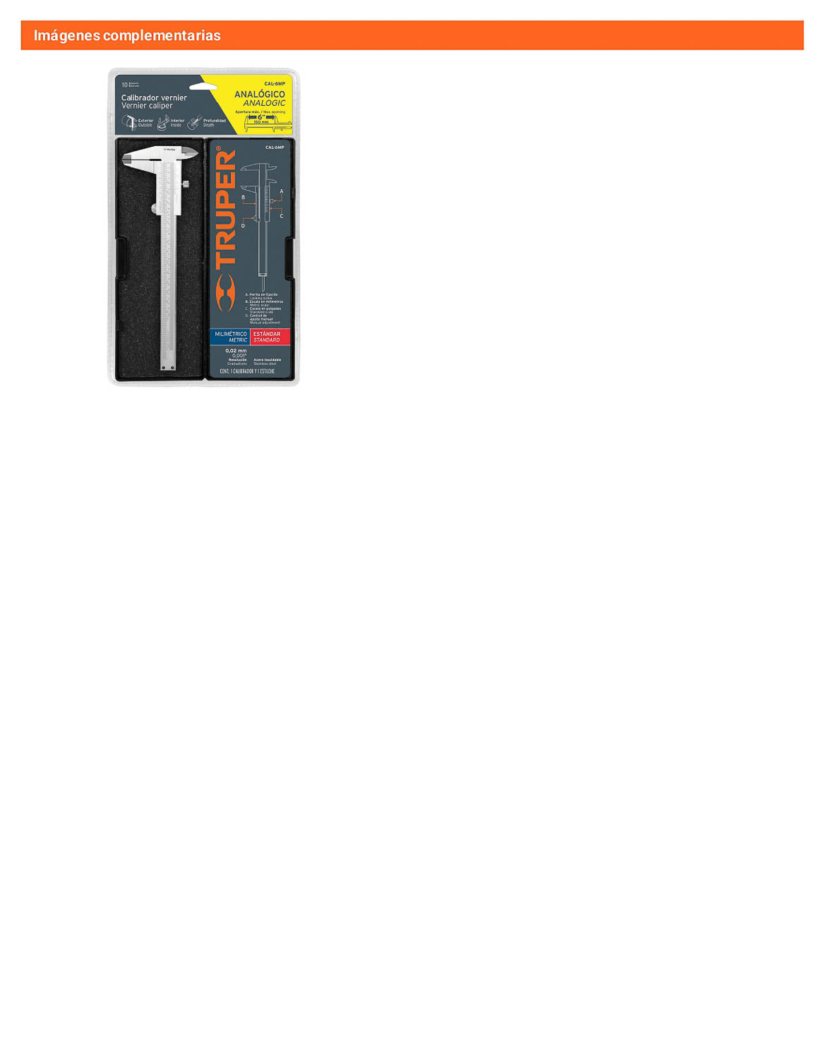 Calibrador vernier analógico 6 acero inox std