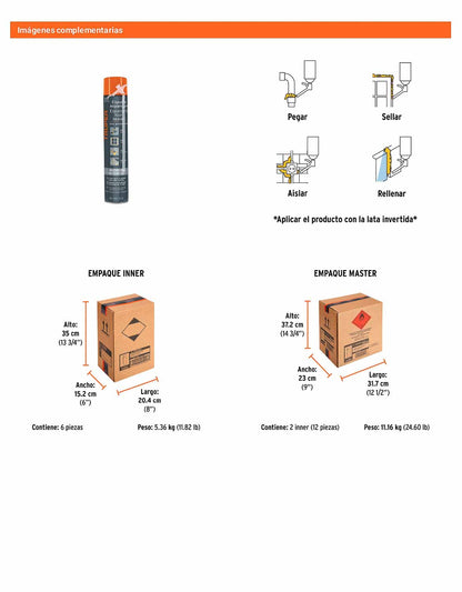 Espuma expansiva de poliuretano 750 ml