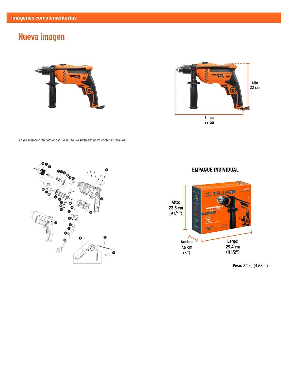 Rotomartillo/destornillador 1/2" 650 W TRUPER PRO