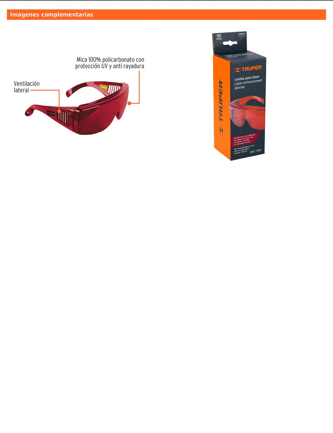 Lentes de seguridad para láser rojo