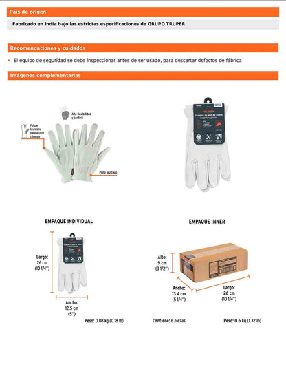 Guantes de piel de cabra tipo operador (GU-725)