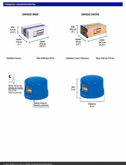 Fotocelda de montaje de 1/2 vuelta con tensión de 127 – 220 V