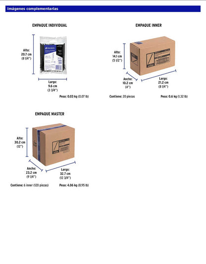 Bolsa con 100 cinchos plásticos 18 lb 100 x 2.5 mm negro