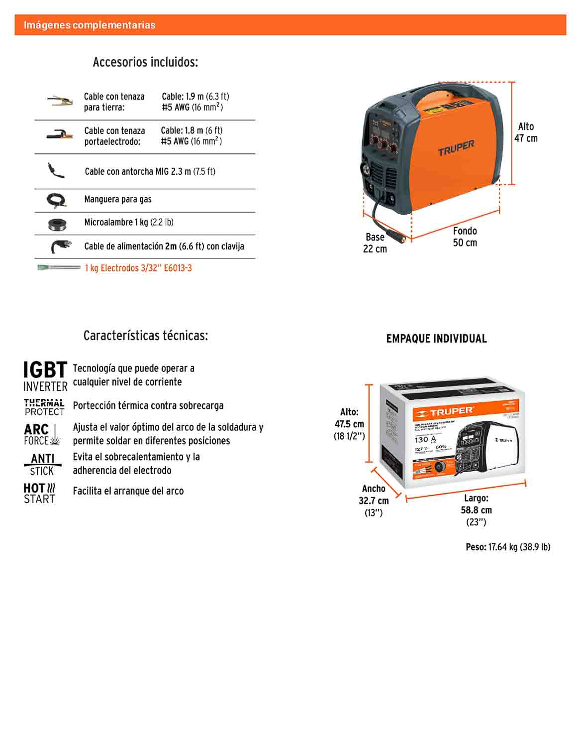 Soldadora para microalambre y electrodo 130A Ligera