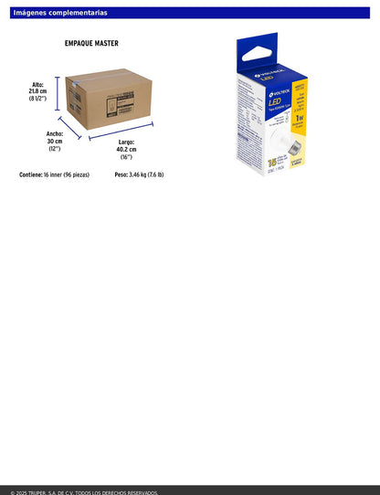 Foco LED decorativo de 1W con luz ámbar sin filamento