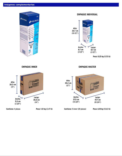 Lámpara espiral T5 de 55 W con luz de día