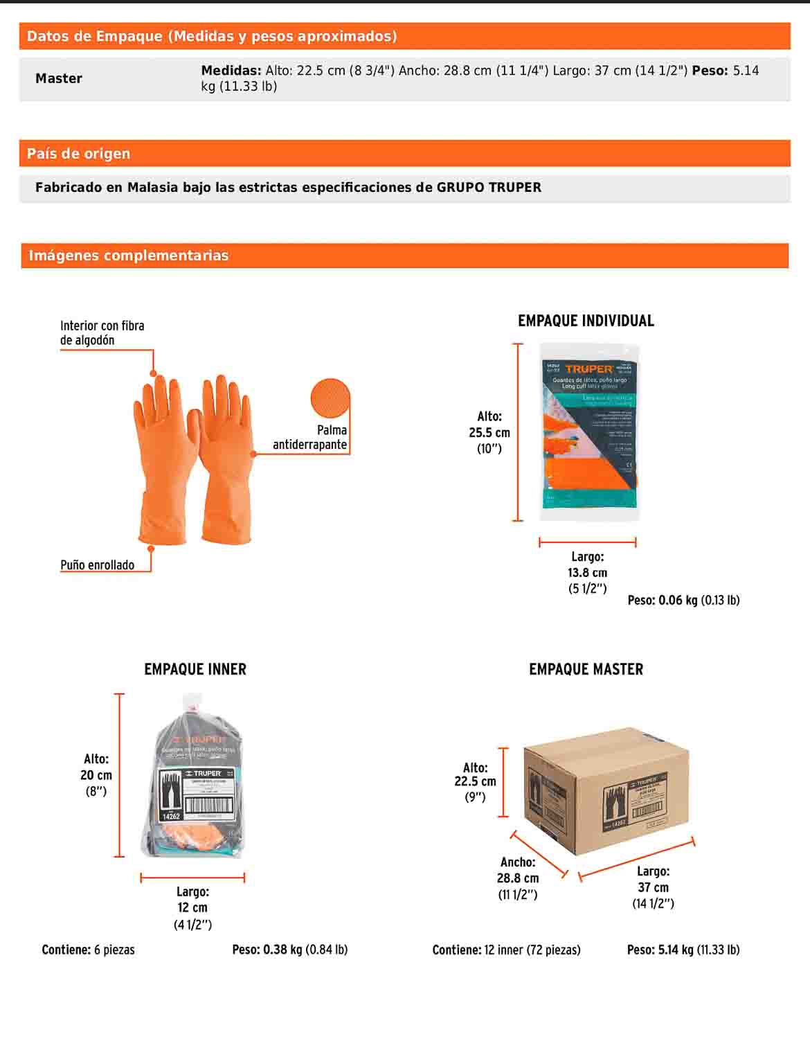 Guantes de látex para limpieza mediano
