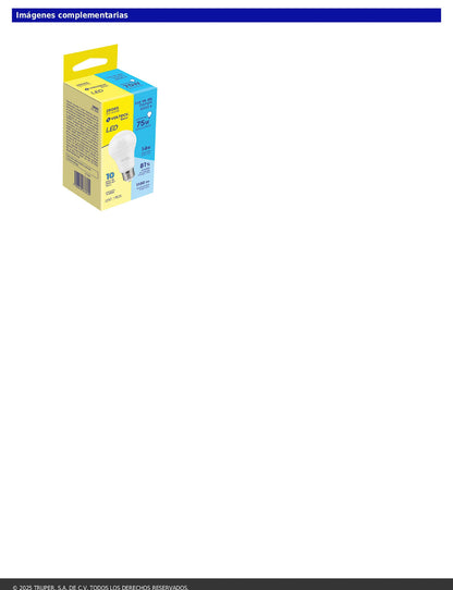 Foco LED 14W A19 6500K blanca fría 1150 lm BASIC