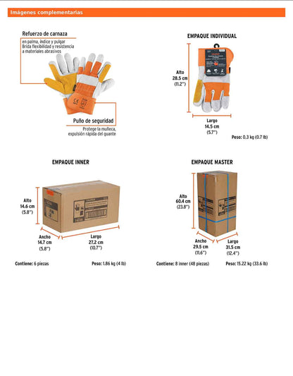 Guantes de carnaza y loneta con refuerzo unitalla TRUPER (GU-215)
