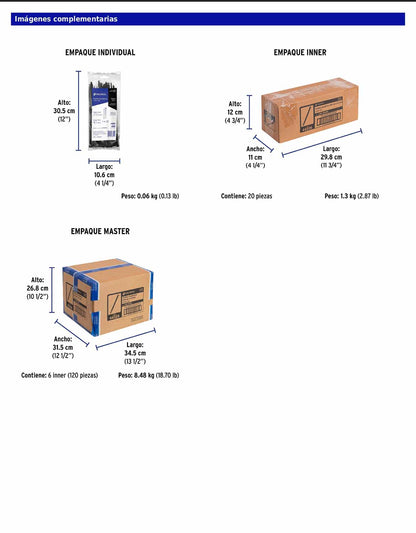 Bolsa con 50 cinchos plásticos de 50 lb de 20 cm de largo y 4.5 mm de ancho en color negro