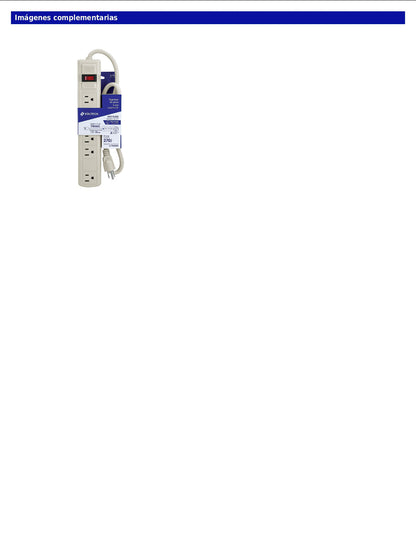 Regleta multicontacto de 6 entradas con supresor de picos de 270 joules