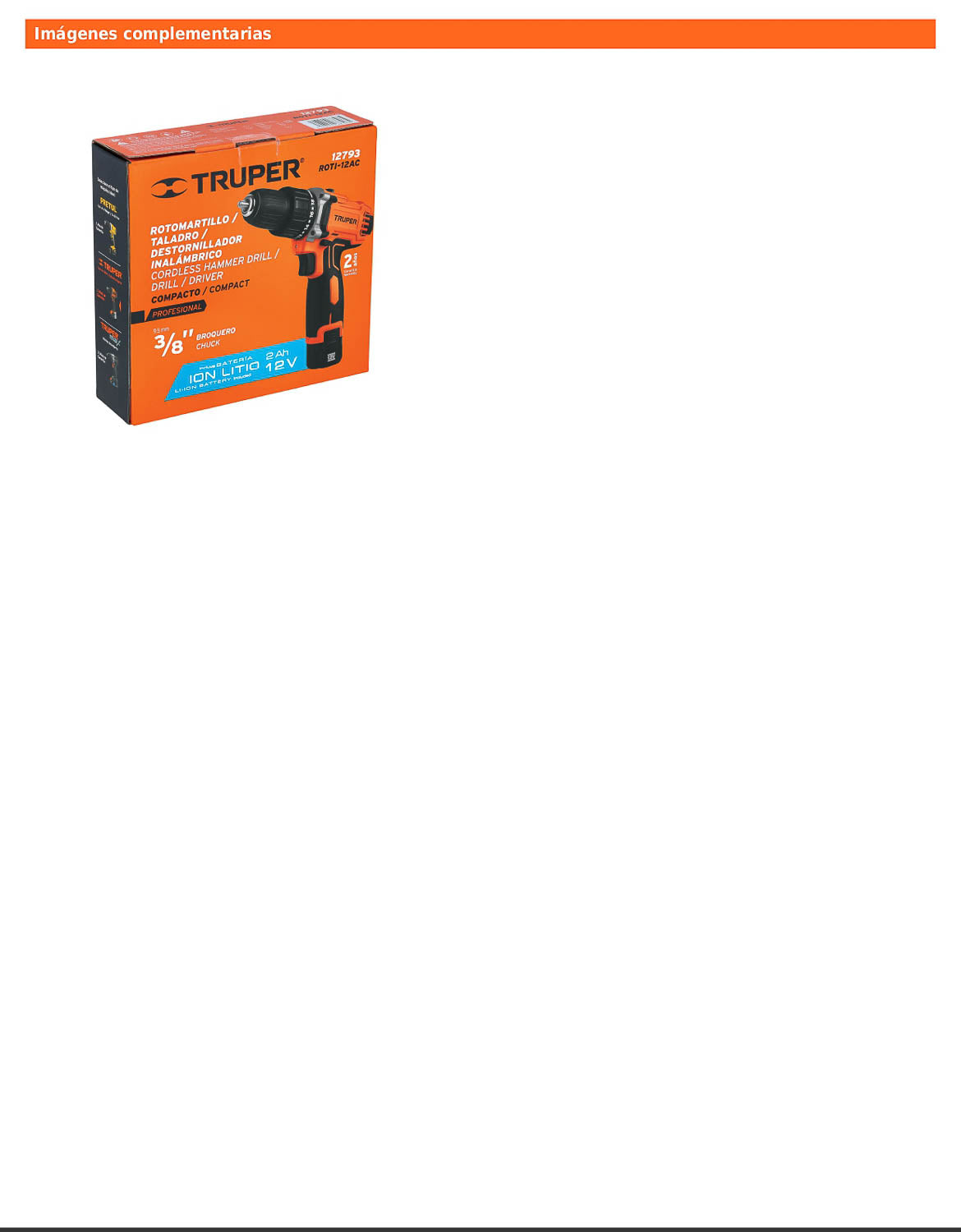 Rotomartillo compacto inalámbrico de 3/8 in con batería 12 V y dos velocidades