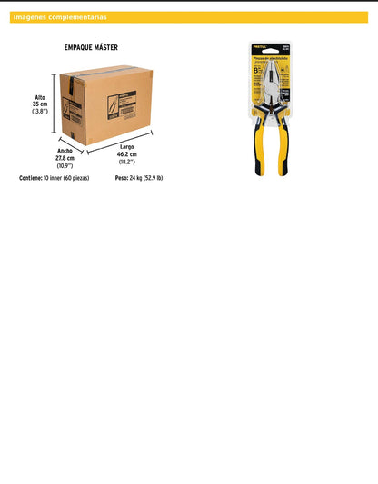 Pinza para electricista de 20 cm con mango Comfort Grip