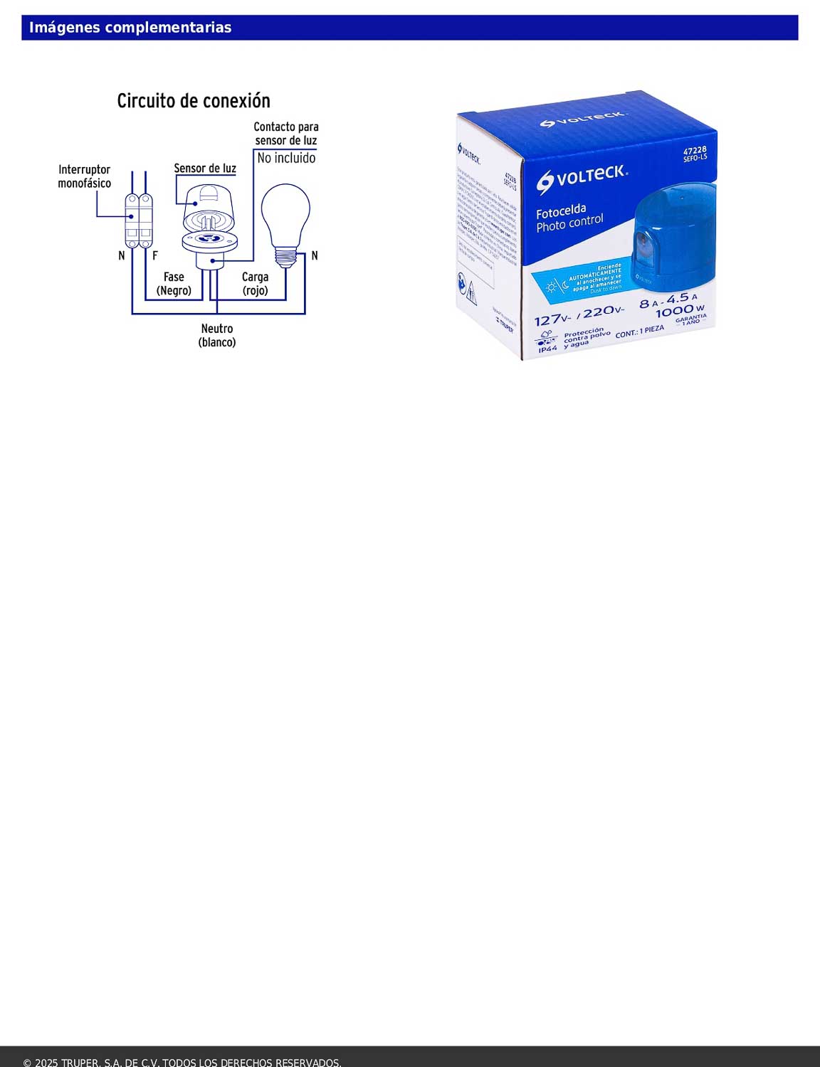 Fotocelda de montaje de 1/2 vuelta con tensión de 127 – 220 V