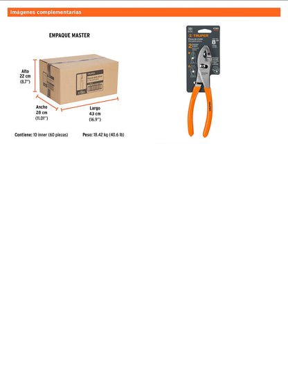 Pinza de chofer de 20 cm con mango de PVC