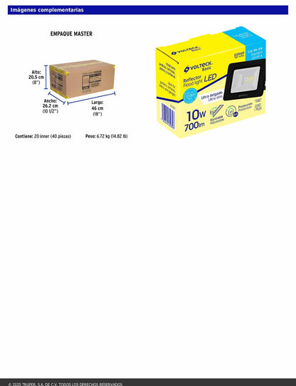 Reflector LED para exteriores de 10 W con luz de día