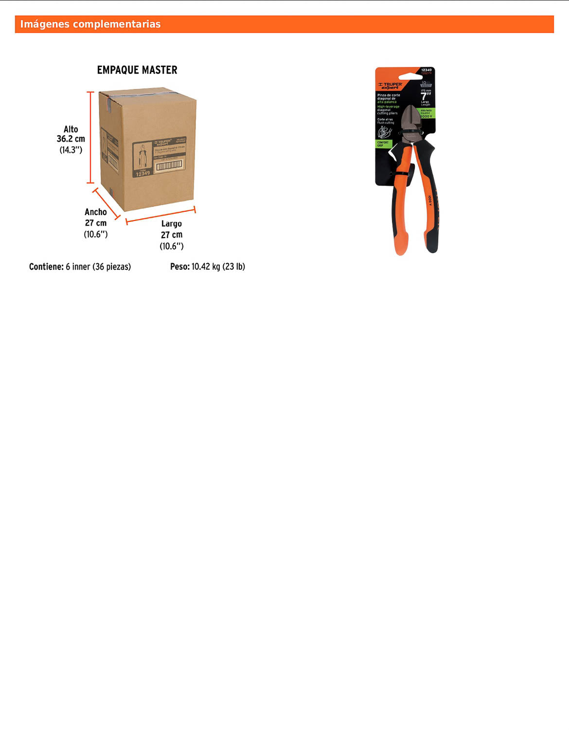 Pinza corte diagonal 7" alta palanca con mango Comfort Grip