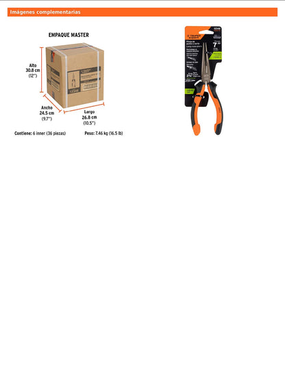 Pinza punta y corte 7" con mango Comfort Grip