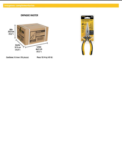 Pinza de punta y corte de 15 cm con mango Comfort Grip