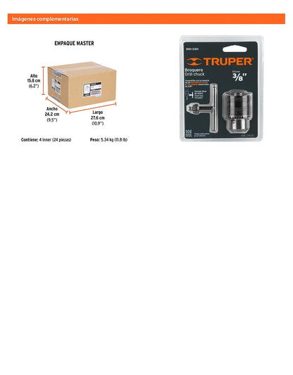 Broquero 3/8" con llave cuerpo moleteado TRUPER