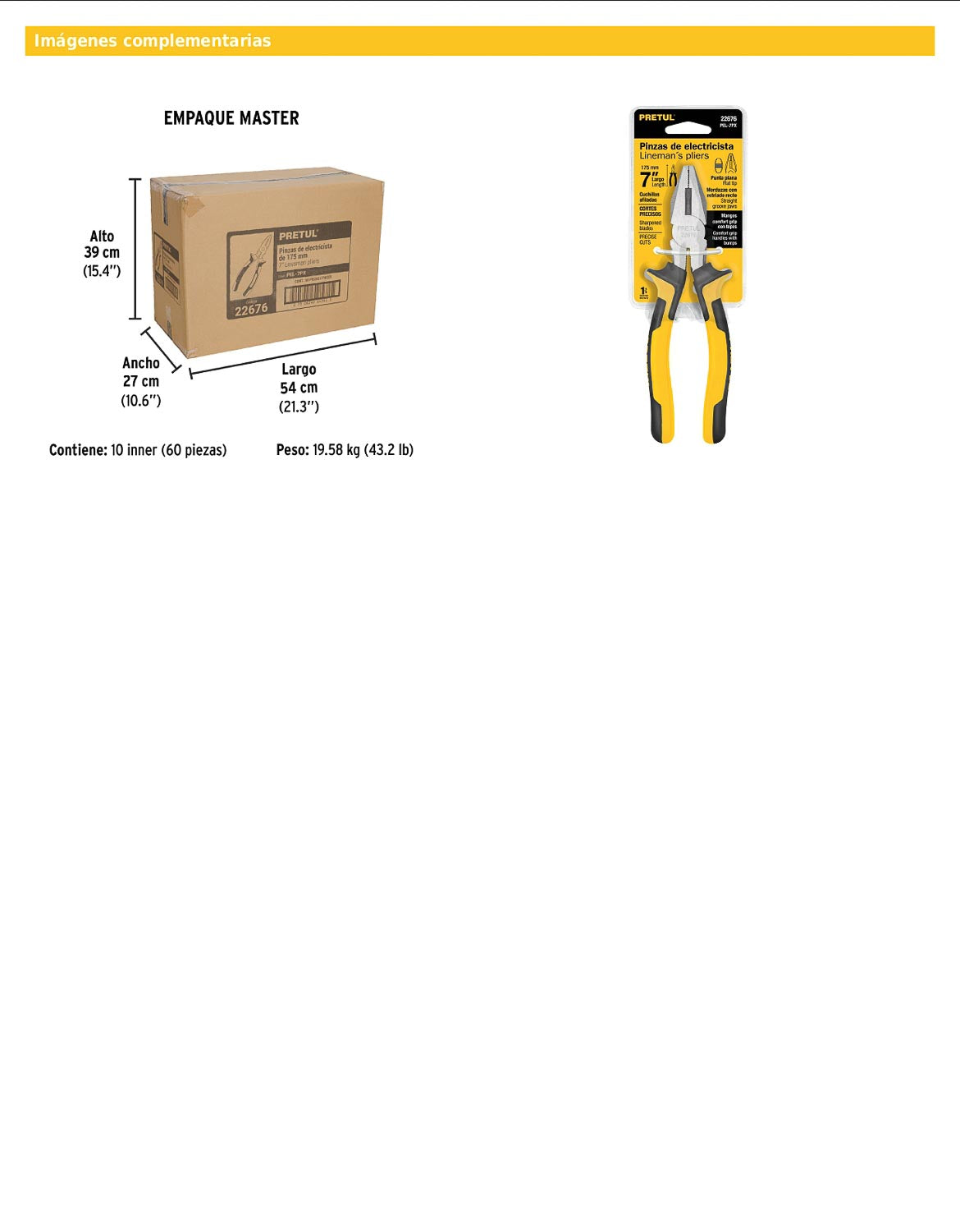 Pinza para electricista de 18 cm con mango Comfort Grip