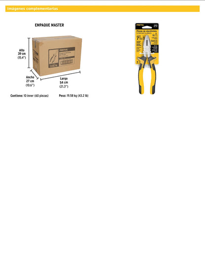 Pinza para electricista de 18 cm con mango Comfort Grip