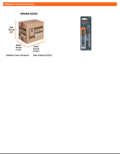 Estuche con 10 cuchillas de 18 mm para cutter