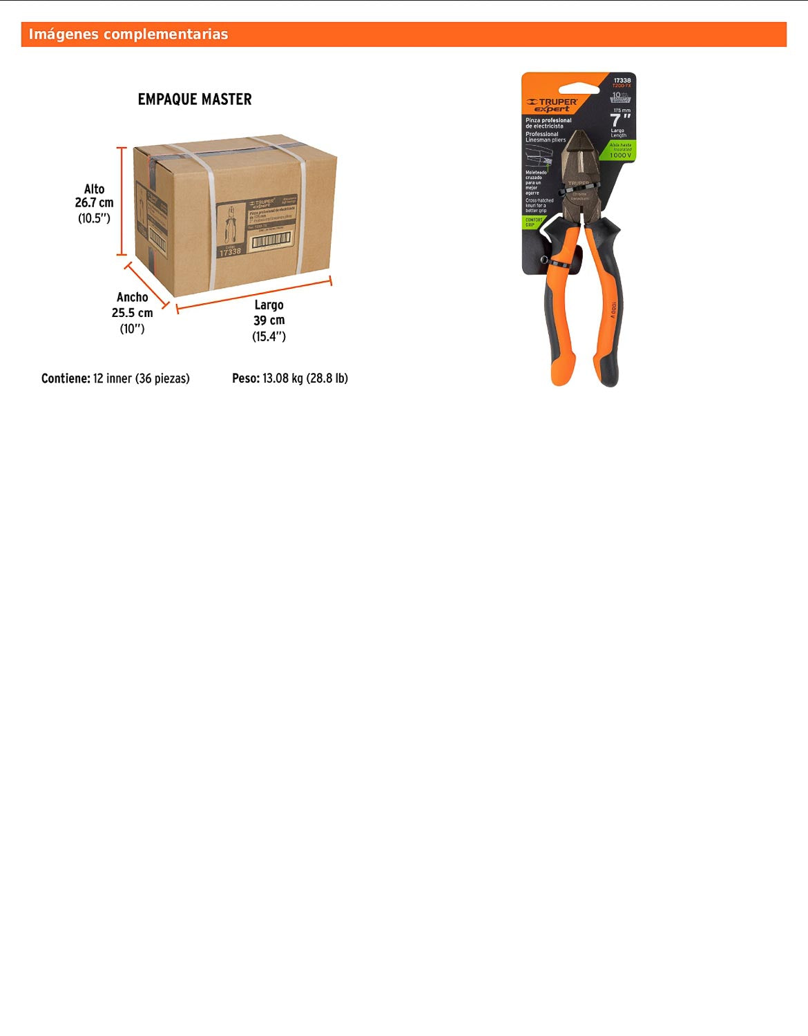 Pinza electricista 7" uso rudo de alta palanca con mango Comfort Grip