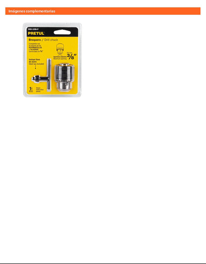 Broquero 3/8" con llave cuerpo moleteado PRETUL