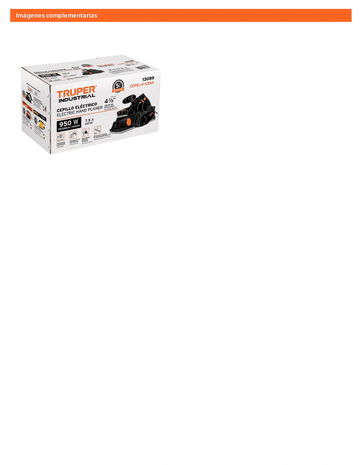 Cepillo eléctrico 4-1/2 950W INDUSTRIAL