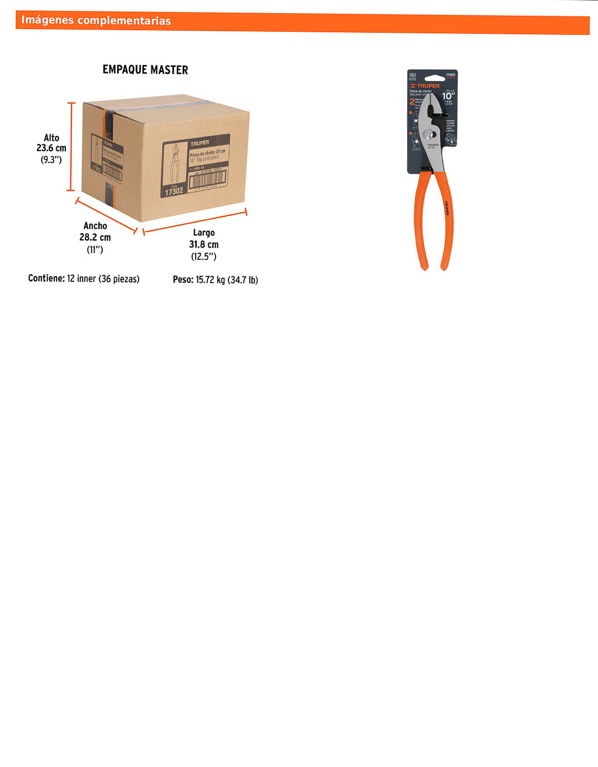 Pinza de chofer de 25 cm con mango de PVC