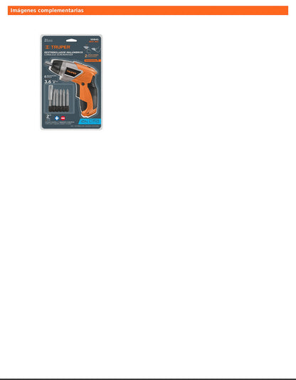 Destornillador inalámbrico de 3.6 V con dos posiciones y torque ajustable