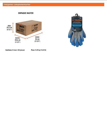 Guantes de poliéster recubiertos de látex chico