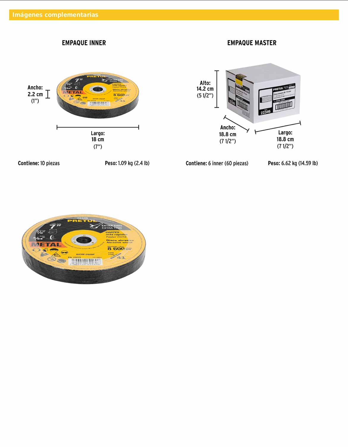 Disco de corte fino para metal de 7 pulgadas con espesor de 2 mm