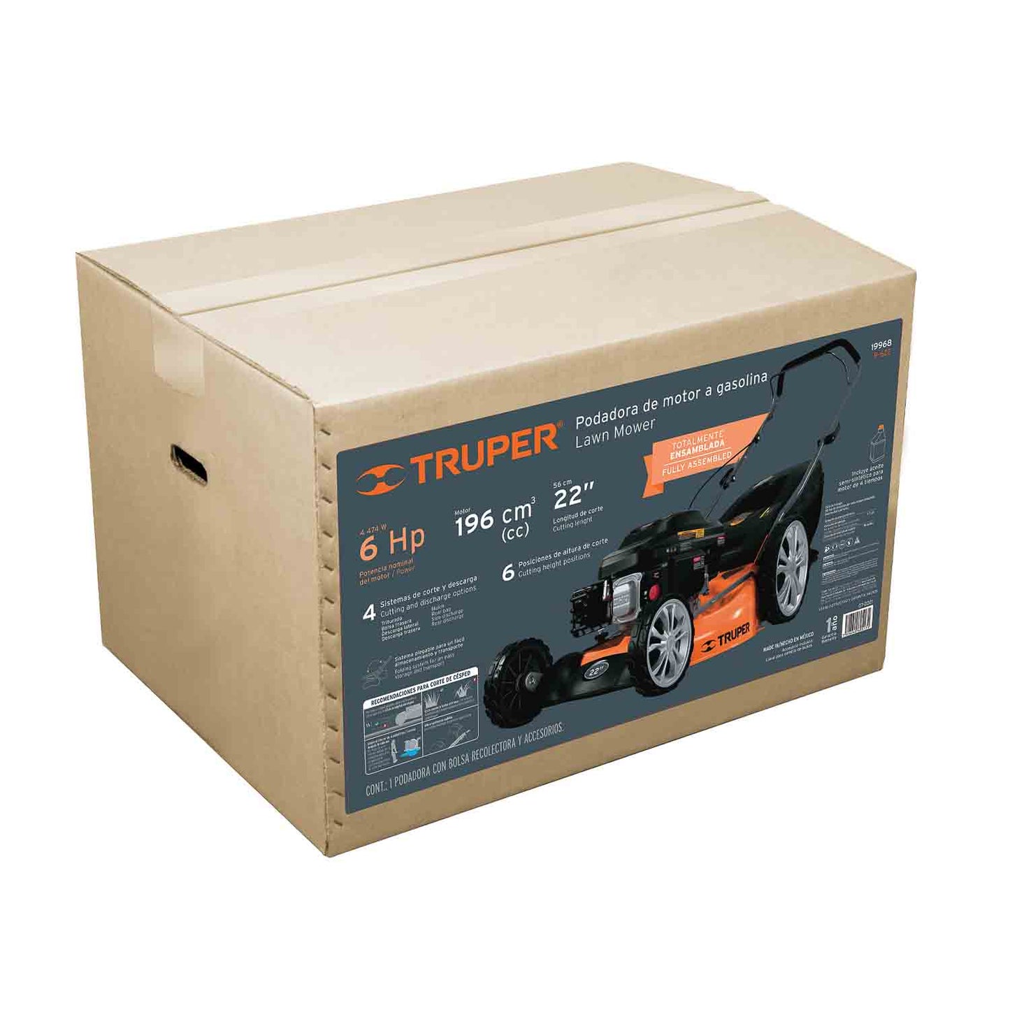 Podadora a gasolina de 6 HP con corte de 22 pulgadas
