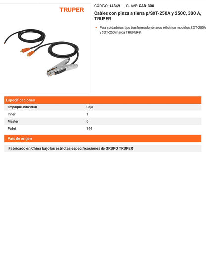 Cables con pinza a tierra p/SOT-250A