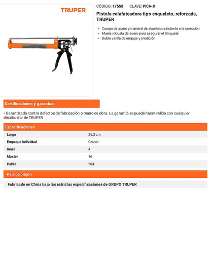 Pistola calafateadora tipo esqueleto reforzada