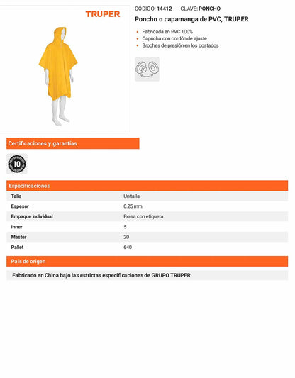 Poncho o capamanga de PVC