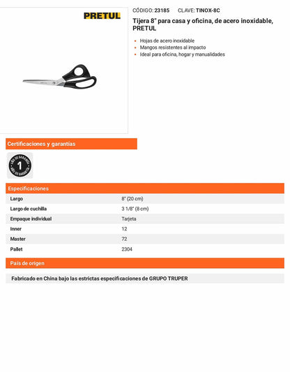 Tijera de acero inoxidable para office 8
