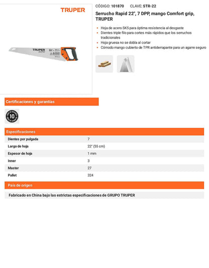 Serrucho Rapid 22 7 DPP mango Comfort