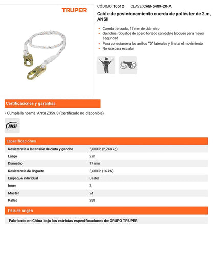 Cable de posicionamiento cuerda de poliéster
