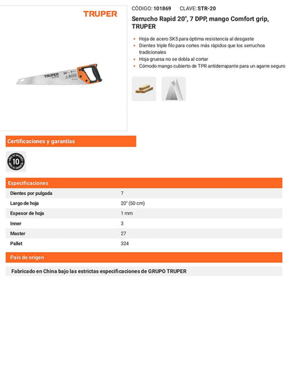 Serrucho Rapid 20 7 DPP mango Comfort