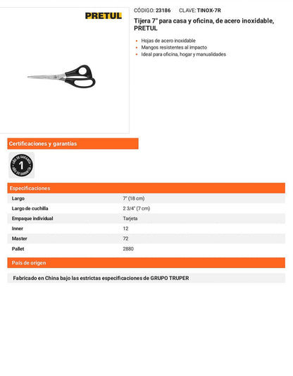 Tijera de acero inoxidable para office 7
