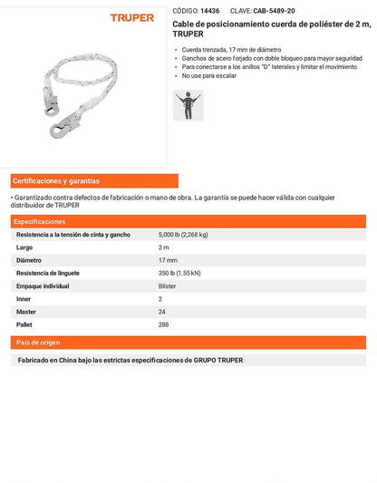 Cable de posicionamiento cuerda de poliéster