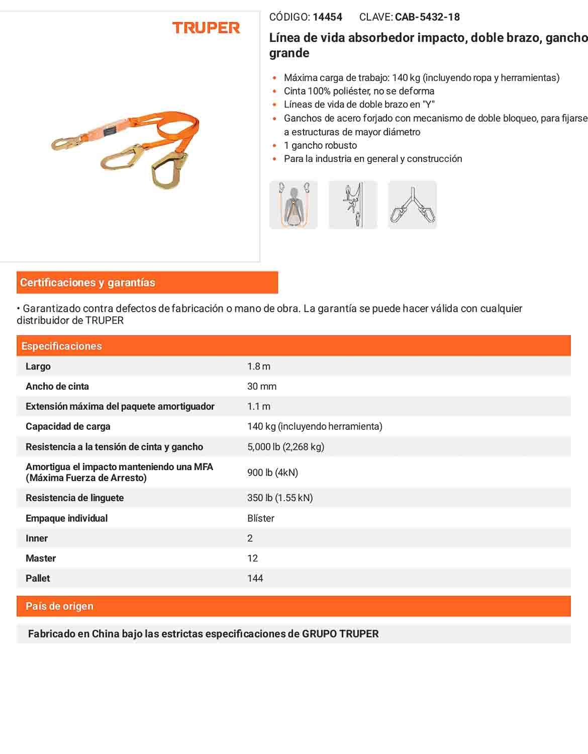 Línea de vida absorbedor impacto doble brazo