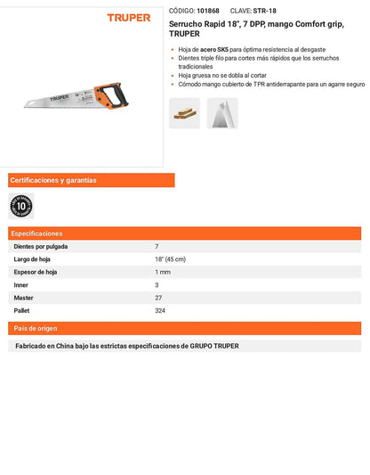 Serrucho Rapid 18 7 DPP mango Comfort