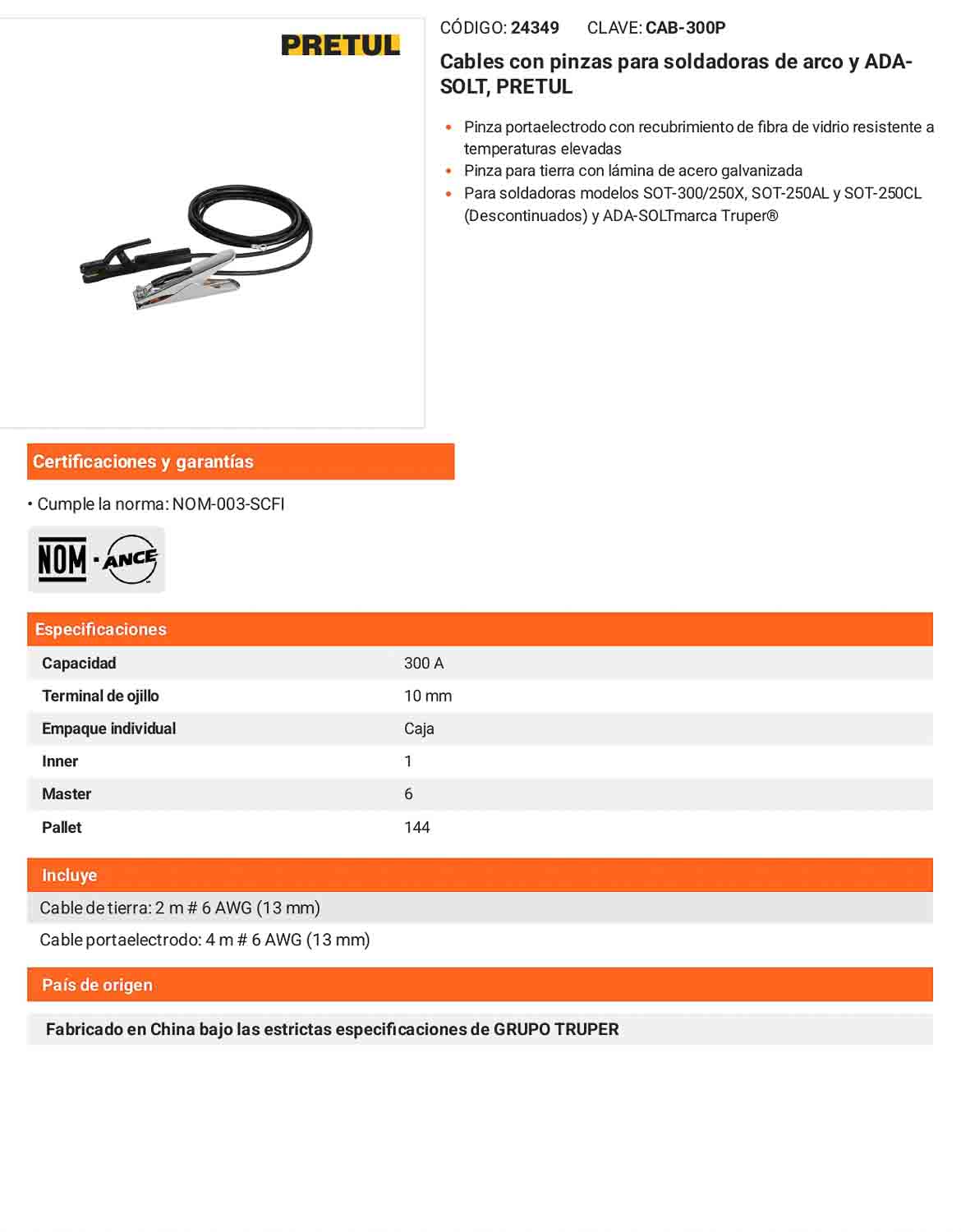 Cables con pinzas para soldadoras de arco